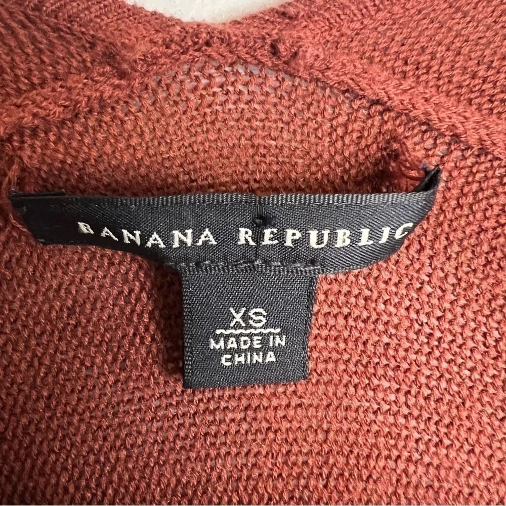 Banana Republic Wool Blend Open Front Cardigan Sz XS Rust Short Sleeve boho fall